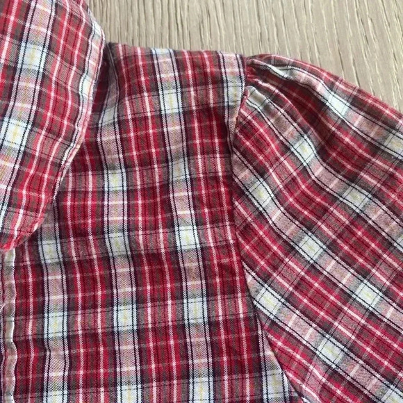 Vintage Oshkosh Girls Size 6 Plaid Shirt / Top Button Front Red - Picture 2 of 4
